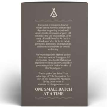 Ancestral Supplements Grass Fed Beef Bovine Colostrum Powder Packets, Immune Support Supplement, Gut, Skin & Hair Health Support Supplements, Promotes Growth and Repair, Non GMO, 30 Sticks, Unflavored