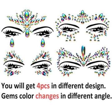 Festival Clothing Rave Accessories Face Jewels Gems Stickers Carnival Mermaid Costume Glitter