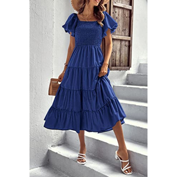 PRETTYGARDEN Women's Casual Summer Midi Dress in Blue
