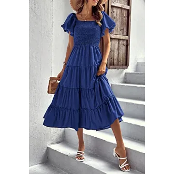 PRETTYGARDEN Women's Casual Summer Midi Dress in Blue