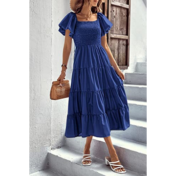 PRETTYGARDEN Women's Casual Summer Midi Dress in Blue