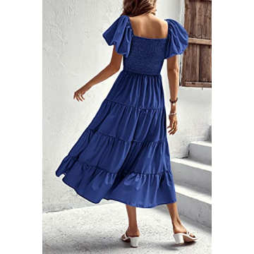 PRETTYGARDEN Women's Casual Summer Midi Dress in Blue