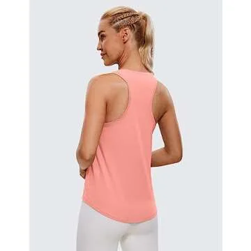 Stylish CRZ YOGA Women's Pima Cotton Racerback Workout Tank Tops with U Neckline