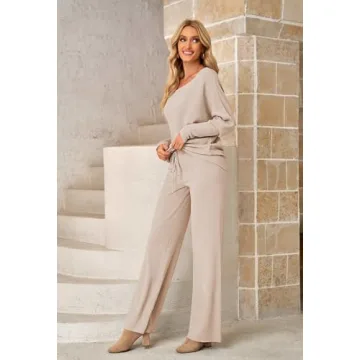 AOHITE Women's Comfy 2 Piece Knitted Outfit Set