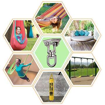WAREMAID Heavy Duty 360° Swivel Swing Hanger, Stainless Steel Swing Hook for Ceiling Wooden Porch Swing Hanging kit Playground Gym Rope Boxing Bag Hammock Chair Yoga Mount 1000 lb Capacity