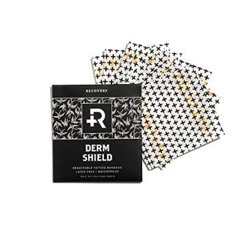 Recovery Aftercare Derm Shield Tattoo Aftercare Bandage - Transparent, Waterproof Adhesive Bandages - 4 x 4 Inches, 10 Pack