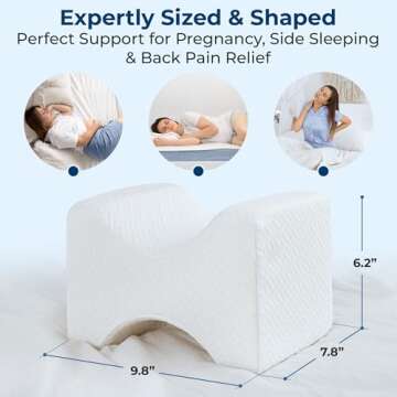 5 STARS UNITED Knee Pillow for Side Sleepers - Hip Pain Relief, Memory Foam Leg Cushion for Side Sleeping - Between Legs Pillow for Sciatica & Lower Back Pain, White