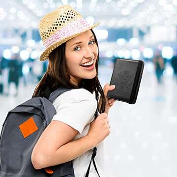 ACdream Unisex Faux Leather Passport and Vaccine Card Holder, RFID Blocking, Black, 20 in