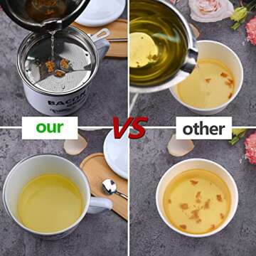 1.5L Bacon Grease Container with Strainer, 46oz Large Enamel Rustic Farmhouse Fat Container With Lid & Spoon, Bacon Grease Keeper for Kitchen Cooking or Frying Oil