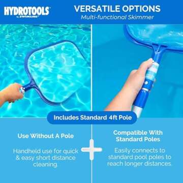 Swimline Leaf Skimmer with Adjustable Telescopic Pole