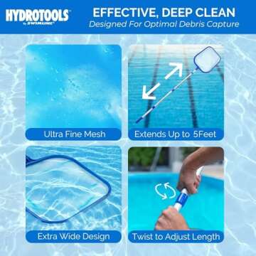 Swimline Leaf Skimmer with Adjustable Telescopic Pole