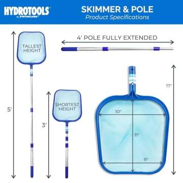Swimline Leaf Skimmer with Adjustable Telescopic Pole
