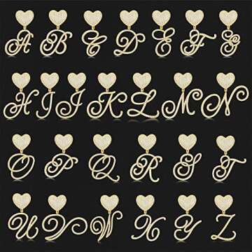 Krfy Cursive Gold Initial Pendant Necklace Iced Out Miami Cuban Link Chain for Women 18K Gold Plated Alphabet Letter Pendant Choker Hip Hop Chain Trendy Rapper Jewelry