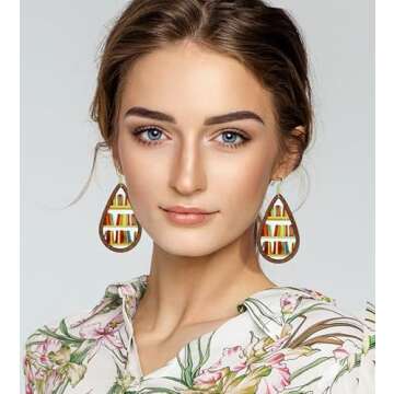 INLOLLY Wooden Book Earrings Teacher Earrings Librarian Book Lovers Gifts for Women Girls, Funky Unique Bookcase Book Shelf Science Earrings Jewelry, Handmade Book Club Readers Reading Gifts Presents