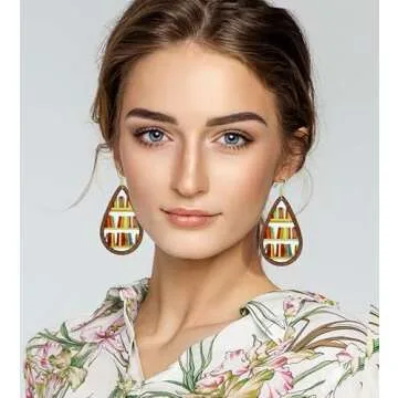 INLOLLY Wooden Book Earrings Teacher Earrings Librarian Book Lovers Gifts for Women Girls, Funky Unique Bookcase Book Shelf Science Earrings Jewelry, Handmade Book Club Readers Reading Gifts Presents