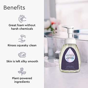 Puracy Foaming Hand Soap - Plant-Powered Natural Hand Soap As Seen on TikTok, Non-Toxic, Sulfate-Free Liquid Soap, Moisturizing Foam Handwash Liquid (Lavender & Vanilla, 12 fl oz, 3-Pack)