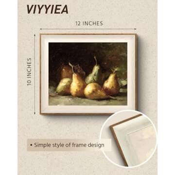 VIYYIEA Framed Canvas Wall Art, Vintage Wall Art for Living Room, Fruits Oil Painting Picture Summer...