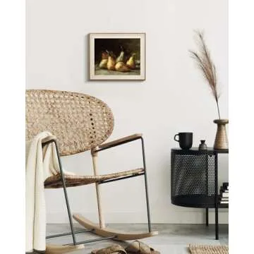 VIYYIEA Framed Canvas Wall Art, Vintage Wall Art for Living Room, Fruits Oil Painting Picture Summer Home Decor Bathroom Wall Decor Gifts for Friends or Family -【Pears】-(10"x12")