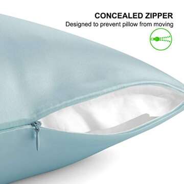ALASKA BEAR Silk Pillowcase Hypoallergenic Best for Acne Prone Skin 100 Percent Mulberry Silk Standard Pillow Case, 20 inch X 26 inch (1 Pack, Eggshell Blue)
