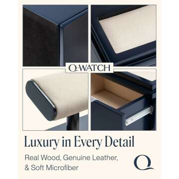 QWATCH Watch Stand Display Case - Acrylic Watch Box for 2 or 4 Watches with Jewelry Valet Tray and Drawer