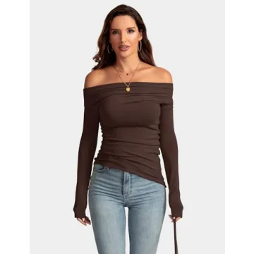 Trendy Meetrendi Off Shoulder Long Sleeve Top for Women