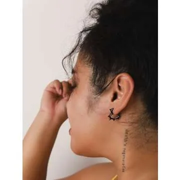 Sacina Huggie Hoop Black Spike Heart Earrings, Gothic Punk Grunge Emo Y2k Earrings, Goth Jewelry, Christmas Jewelry Gift For Women