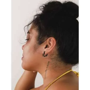 Sacina Huggie Hoop Black Spike Heart Earrings, Gothic Punk Grunge Emo Y2k Earrings, Goth Jewelry, Christmas Jewelry Gift For Women