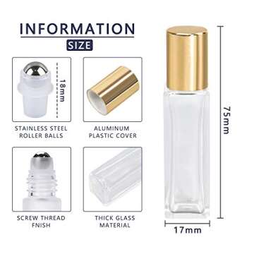 wifreo 12Pcs Eco-Friendly 10ml Glass Roll On Bottles for Perfume