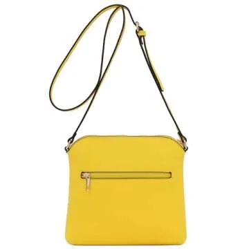 FashionPuzzle Chevron Quilted Medium Crossbody Bag with Tassel Accent (Yellow)