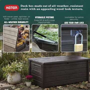 Keter Outdoor Storage Deck Box Waterproof 120 Gallon