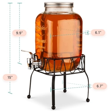 Estilo 1 Gallon Glass Drink Dispenser with Stand for Parties