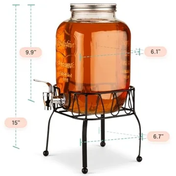 Estilo 1 Gallon Glass Drink Dispenser with Stand for Parties