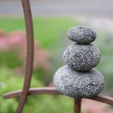 Aura Life Zen Garden Spinner Kinetic Wind Sculpture with Rock Cairn & Stake - Relaxing Outdoor Spinners for Yard and Garden - Handmade Outdoor Wind Art Vane Sculptures (Bare Steel)