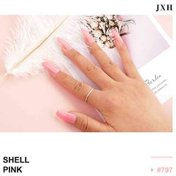 JXH Gel Nail Polish, 15ml Shell Pink Color Soak Off Gel Nail Polish, Nail Gel Polish Colors, Professional UV LED Nail Art Manicure for Salon Designs and Home DIY Use 0.5 OZ
