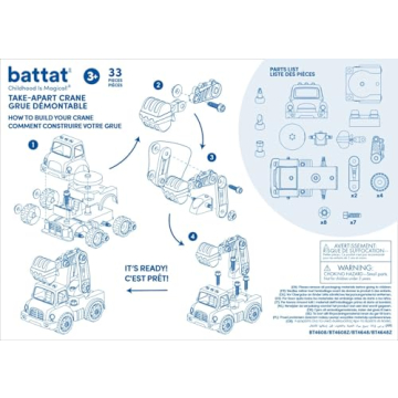 Battat Classic Construction Toy with Take Apart Crane for Kids