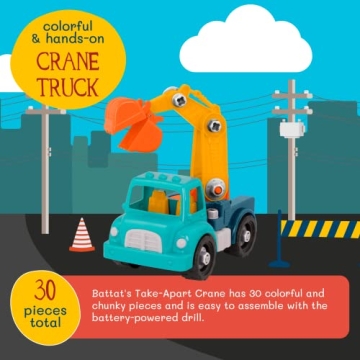 Battat Classic Construction Toy with Take Apart Crane for Kids