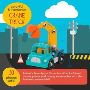Battat Classic Construction Toy with Take Apart Crane for Kids