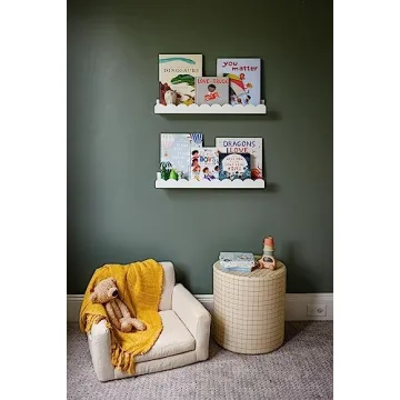 Floating Nursery Book Shelves Wall | Pair of 24in Scalloped White Nursery Book Shelves for Kids Room | Cloud Shelves | Easy to Install Baby Bookshelf for Nursery | Nursery Shelves for Wall