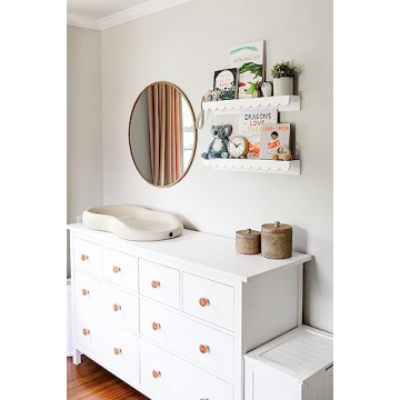 Floating Nursery Book Shelves Wall | Pair of 24in Scalloped White Nursery Book Shelves for Kids Room | Cloud Shelves | Easy to Install Baby Bookshelf for Nursery | Nursery Shelves for Wall