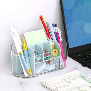 LETURE Acrylic Desk Organizer with Drawer for Supplies