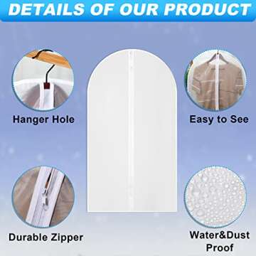 Sintuff 80 Pcs 24'' x 40'' Clear Garment Bags Bulk Clear Hanging Clothes Cover with Full Zipper Hanging Travel Garment Cover Bags for Clothes Storage