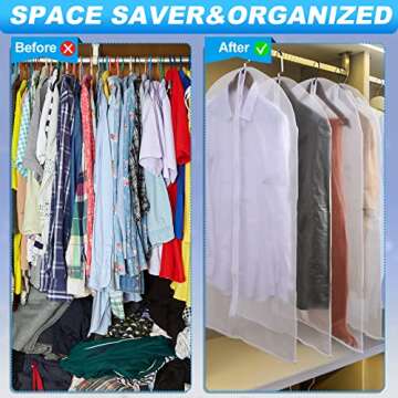 Sintuff 80 Pcs 24'' x 40'' Clear Garment Bags Bulk Clear Hanging Clothes Cover with Full Zipper Hanging Travel Garment Cover Bags for Clothes Storage