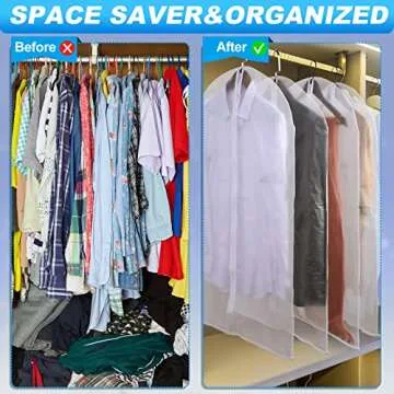 Sintuff 80 Pcs 24'' x 40'' Clear Garment Bags Bulk Clear Hanging Clothes Cover with Full Zipper Hanging Travel Garment Cover Bags for Clothes Storage