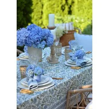 ATOSII Mahoka Blue Cotton Tablecloth for Stylish Gatherings