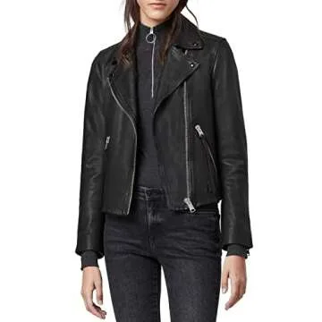 JOUJOU Women's Vegan Leather Moto Jacket - Trendy Dark Sage Design