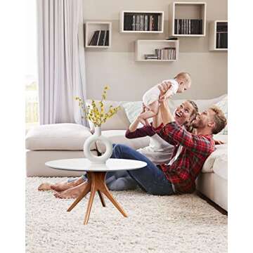 Gunlar Modern White Ceramic Vase - Decorative Hollow Donut Floral Vase Home Decor Centerpieces, Flow...