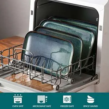 vancasso Stern Serving Platters Set of 3, 15/13/ 11 Inches Rectangular Serving Plates, Green Serving Trays for Entertaining, Party