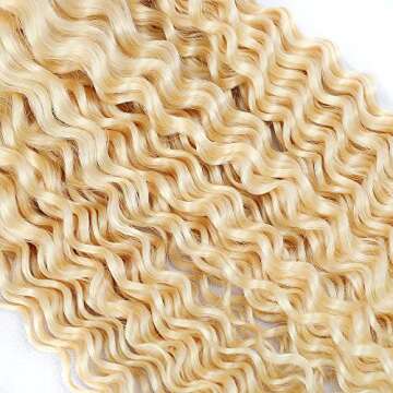 YOUNGHANN 613 Bundles Blonde Deep Wave Human Hair Bundles 26 26 26 Inch Unprocessed Brazilian Virgin Hair 3 Bundles 613 Deep Wave Bundles Hair Weave Blonde Bundles