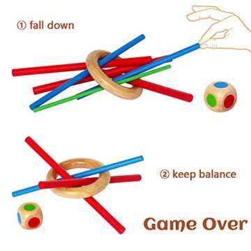 Figetget Keep It Steady Fun Family Games for Kids and Adults - Balance & Patience Training - Wooden Stick Toys for Creative Kids Games