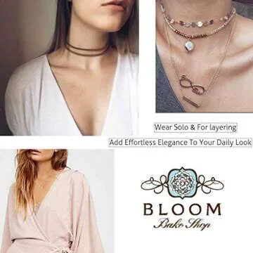 Olbye Layering Brown Faux Leather Choker Necklace